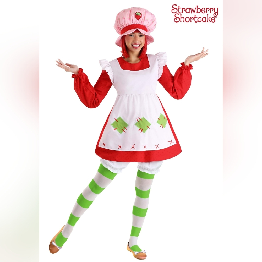Strawberry Shortcake Women's Costume with Hat 80's Style Large